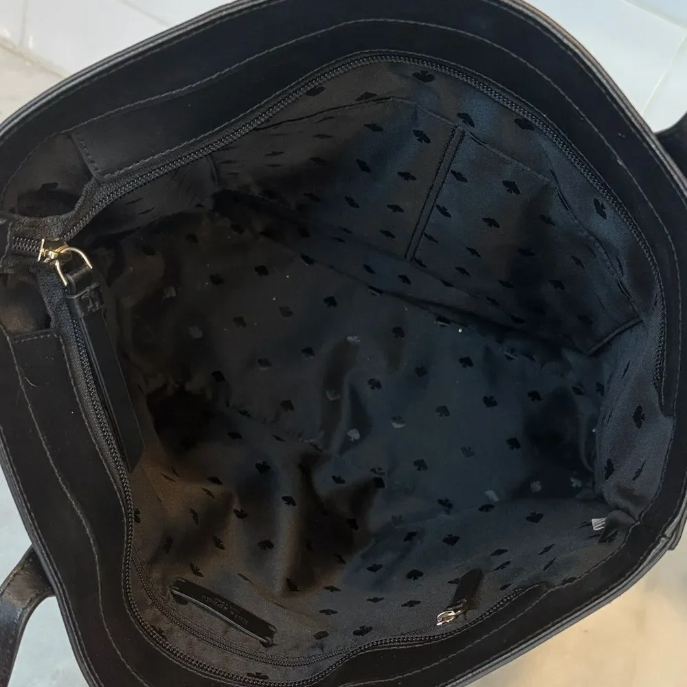 Kate Spade Bag Purse Handbag Leather Large Shopper Tote Black Pocketbook